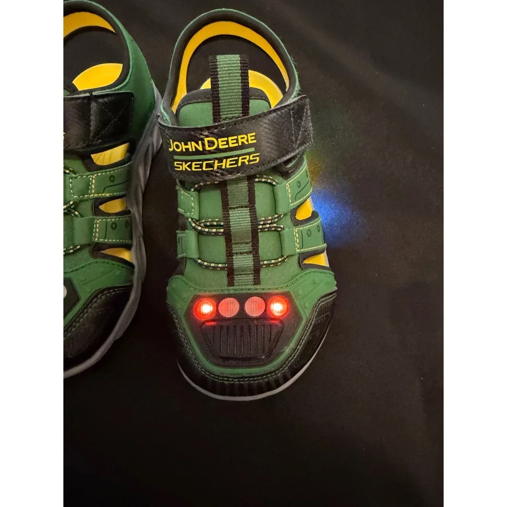 Skechers John Deere Boys Light Up Sandals Green Black 407070L Size 11